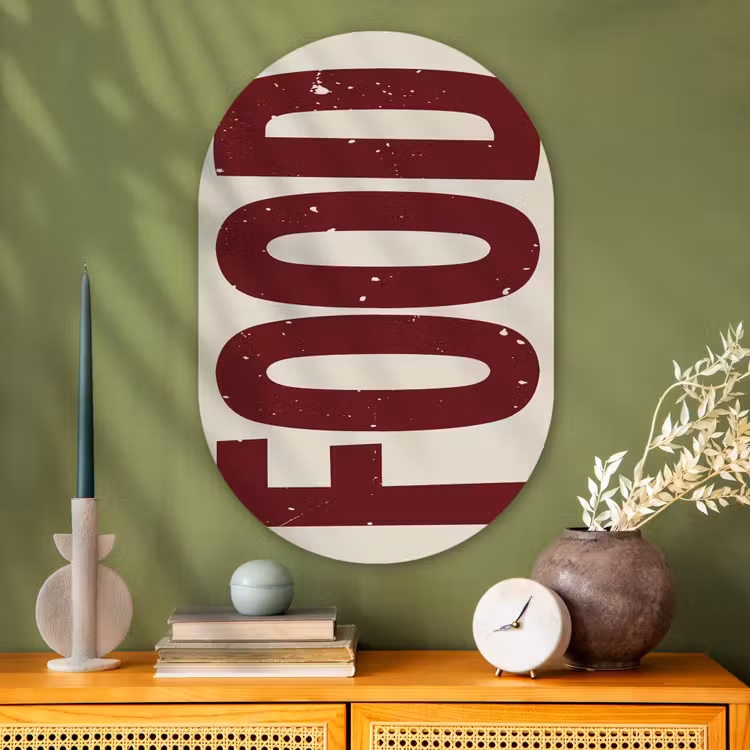 Muurovaal Glas – Eten - Japandi - Rood - Decoratie — 2