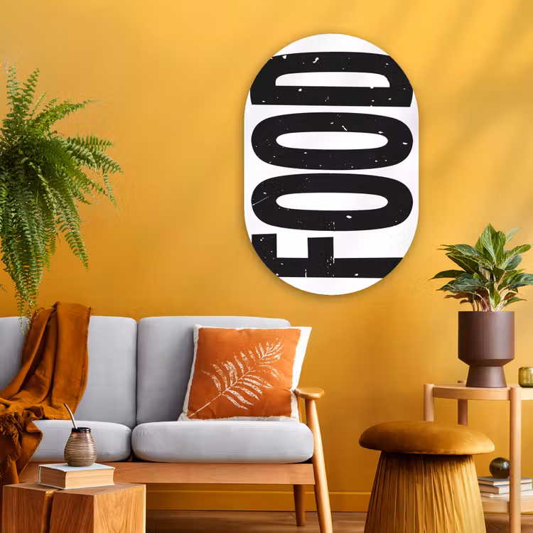 Muurovaal Glas – Food - Zwart - Wit - Decoratie — 3