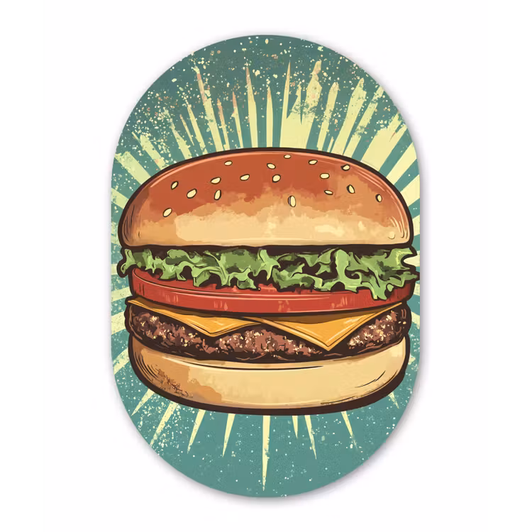 Wandoval Glas – Hamburger - Illustratie - Sla - Kaas — 1