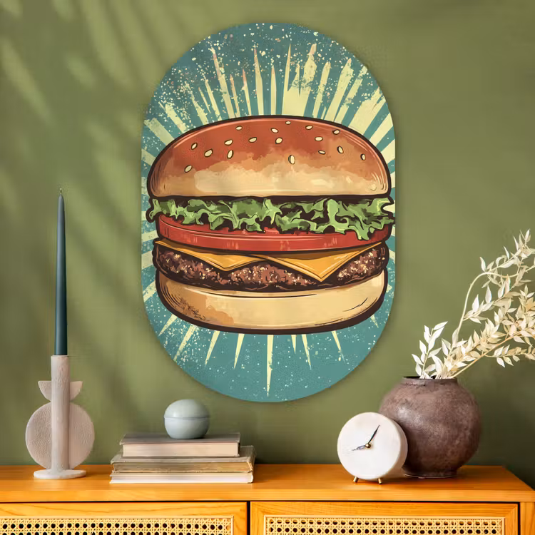 Wandoval Glas – Hamburger - Illustratie - Sla - Kaas — 2