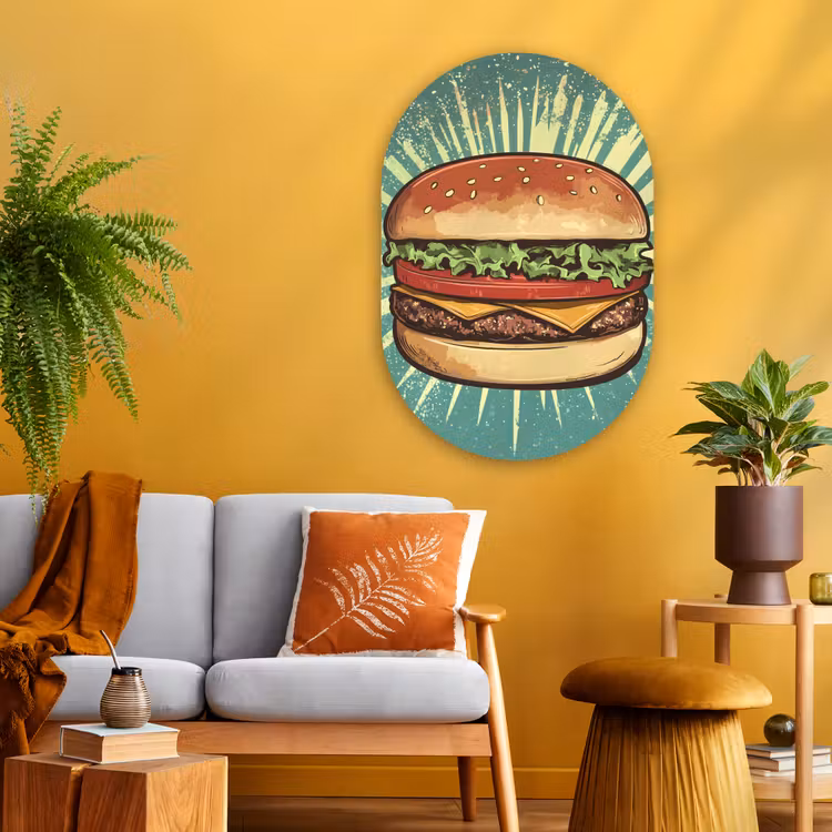 Wandoval Glas – Hamburger - Illustratie - Sla - Kaas — 3