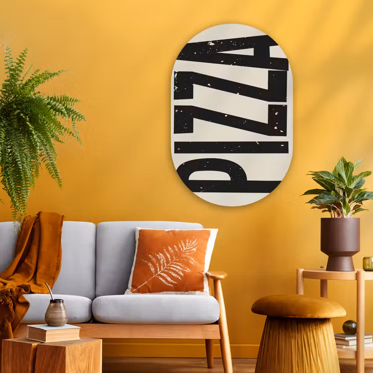 Muurovaal Glas – Pizza - Decoratie - Japandi - Vintage — 3