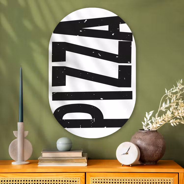 Muurovaal Glas – Pizza - Japandi - Decoratie - Vintage — 2