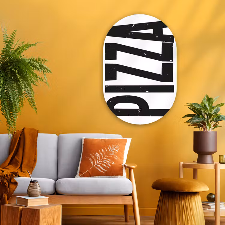 Muurovaal Glas – Pizza - Japandi - Decoratie - Vintage — 3