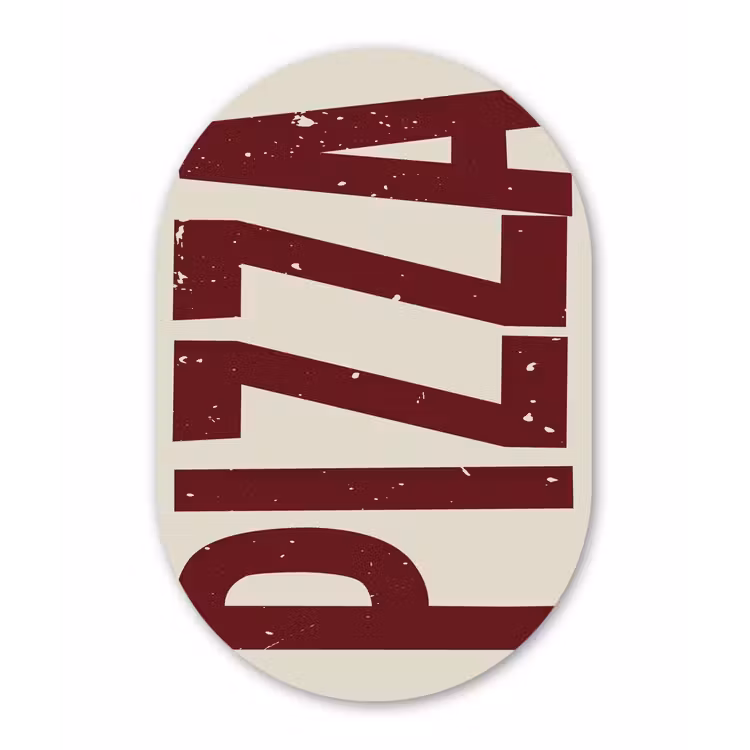 Muurovaal Glas – Pizza - Vintage - Decoratie - Japandi — 1