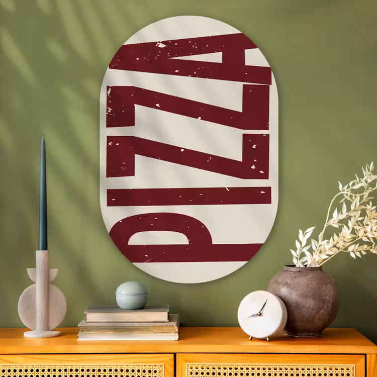 Muurovaal Glas – Pizza - Vintage - Decoratie - Japandi — 2