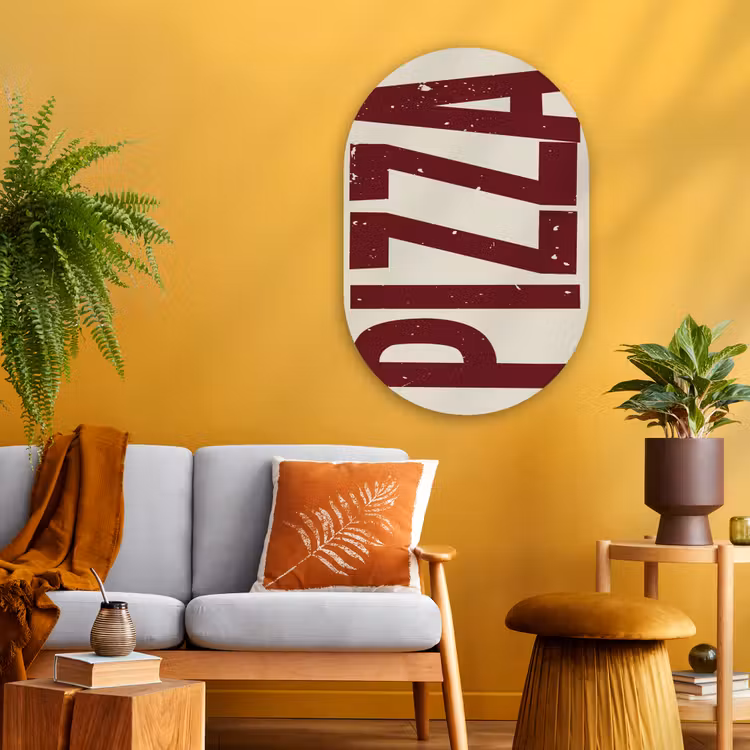 Muurovaal Glas – Pizza - Vintage - Decoratie - Japandi — 3