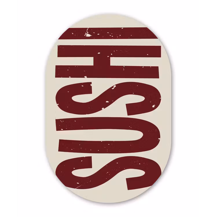 Muurovaal Glas – Sushi - Rood - Japandi - Decoratie — 1
