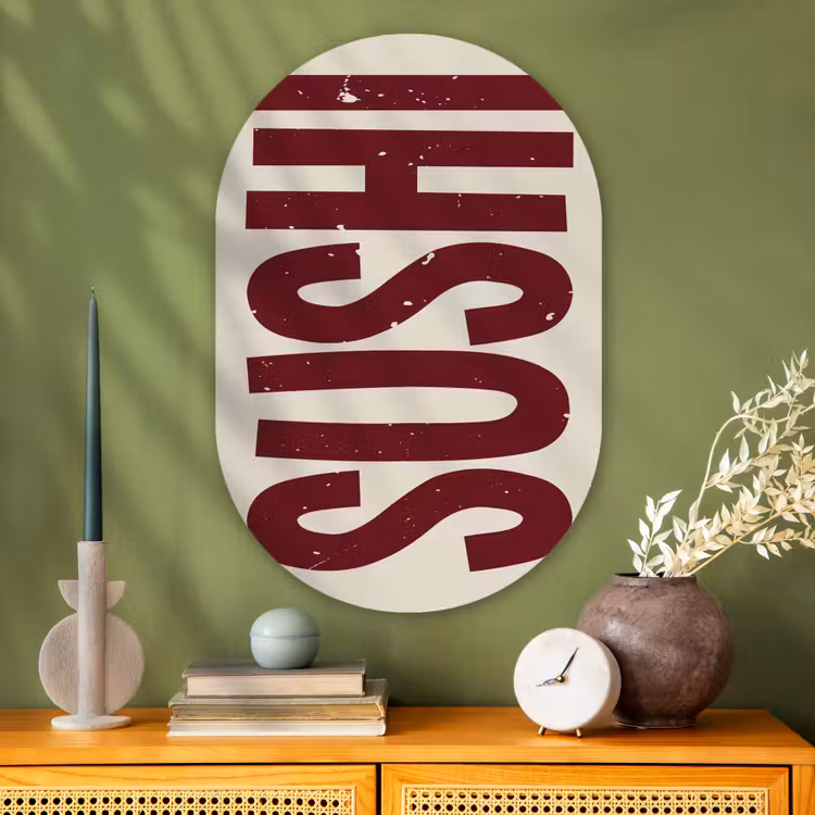 Muurovaal Glas – Sushi - Rood - Japandi - Decoratie — 2