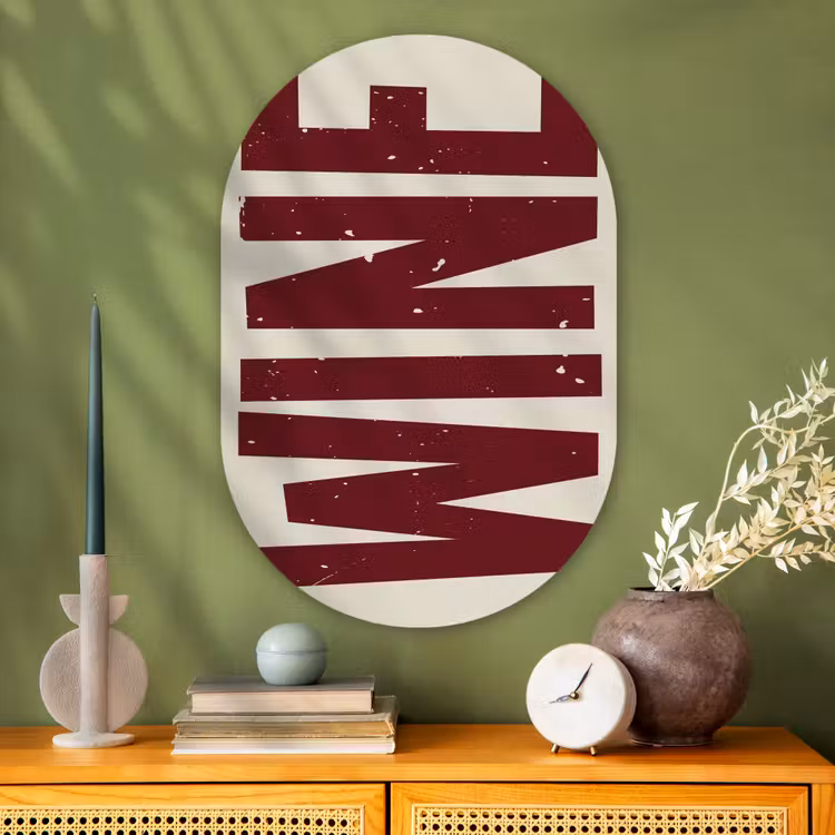 Muurovaal Glas – Wine - Red - Decoratie - Japandi — 2