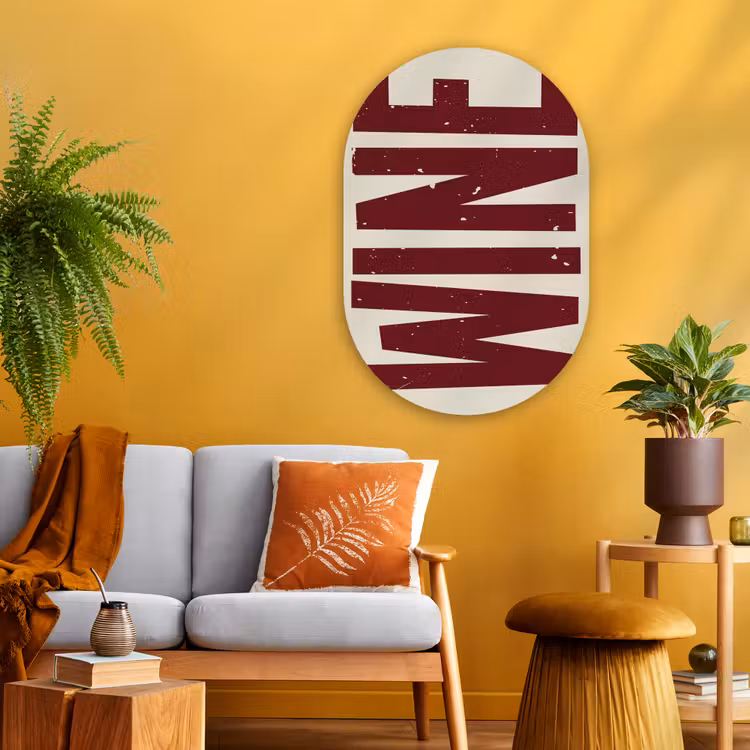 Muurovaal Glas – Wine - Red - Decoratie - Japandi — 3