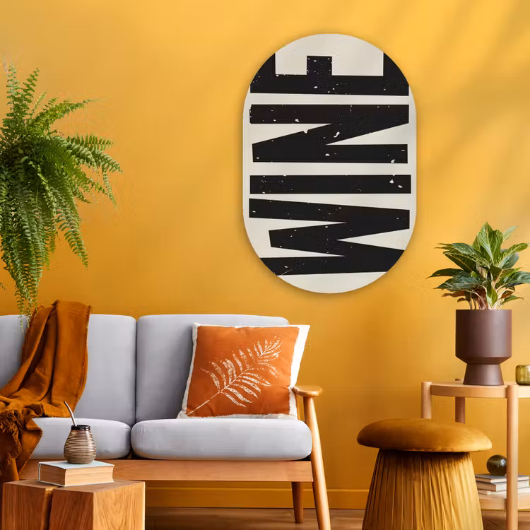 Muurovaal Glas – Zwart - Wijn - Decoratie - Vintage — 3