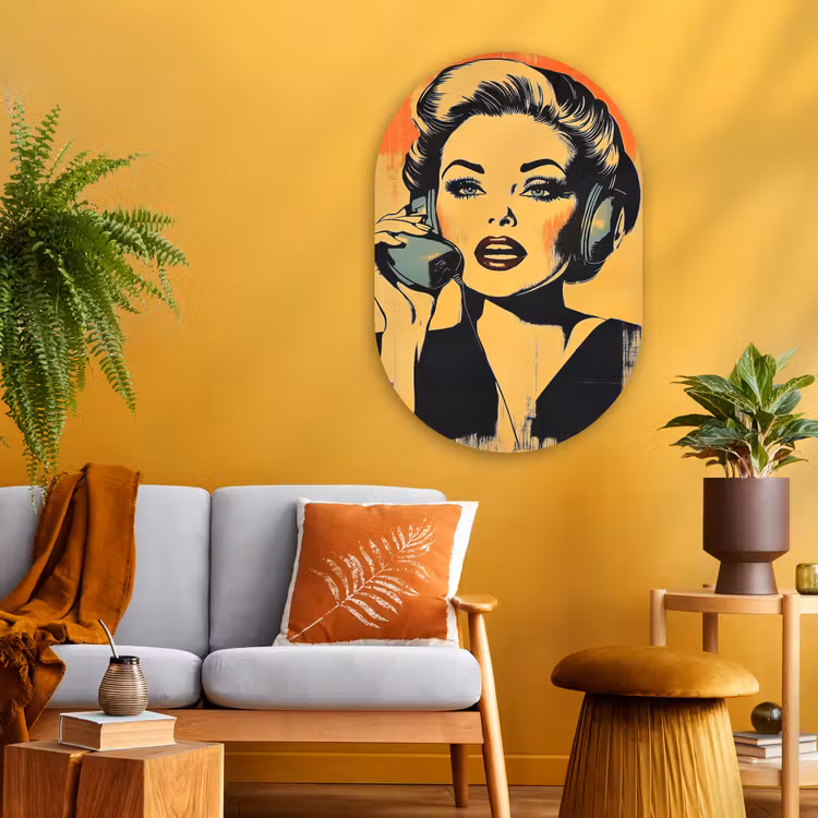 Wandoval Glas – Retro - Vrouw - Koptelefoon - Oranje — 3