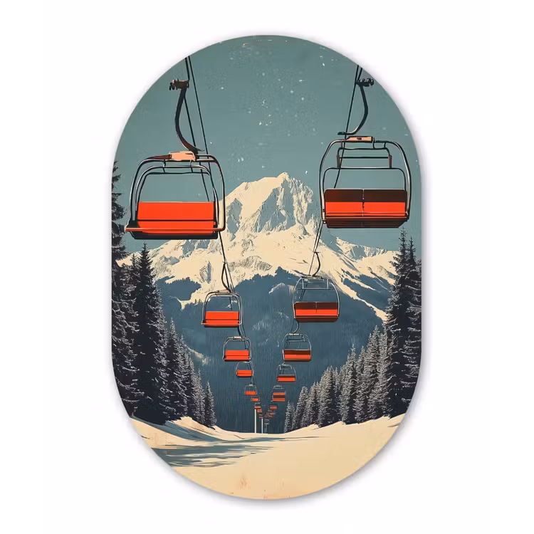 Wandoval Glas – Sneeuw - Skilift - Rood - Bomen — 1