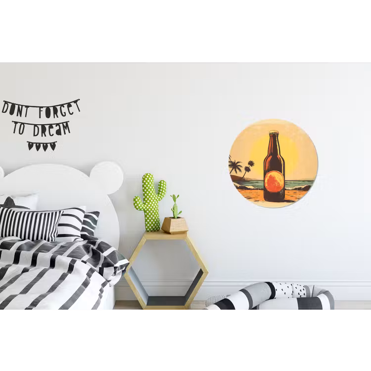 Wandcirkel - aluminium - Bierfles - Zonsondergang - Palmbomen - Zee — 5