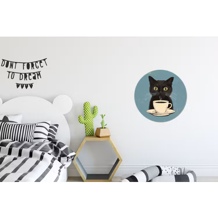 Wandcirkel - aluminium - Kat - Zwart - Koffie - Minimalistisch — 5