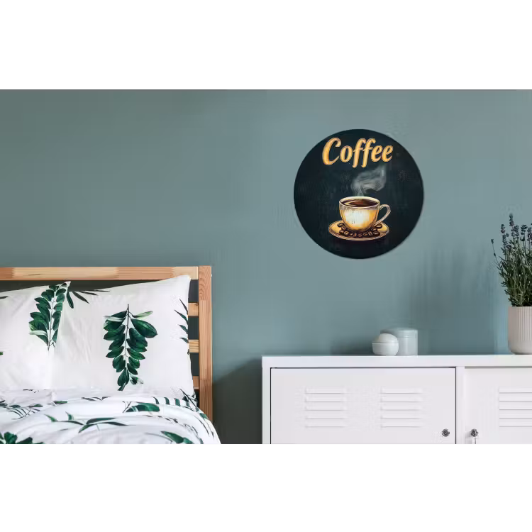 Wandcirkel - aluminium - Koffie - Schotel - Koffiebonen - Retro — 4