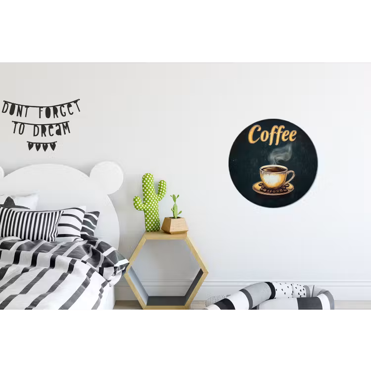 Wandcirkel - aluminium - Koffie - Schotel - Koffiebonen - Retro — 5