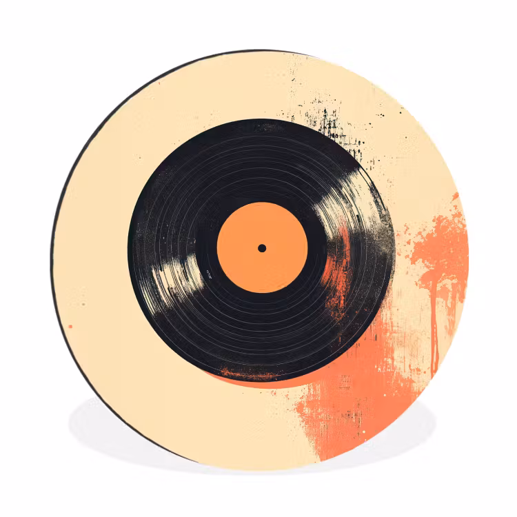 Wandcirkel - aluminium - Vinylplaat - Zwart - Verfspatten - Retro — 1
