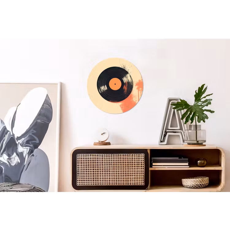 Wandcirkel - aluminium - Vinylplaat - Zwart - Verfspatten - Retro — 3