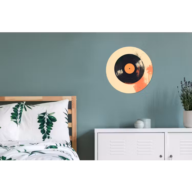 Wandcirkel - aluminium - Vinylplaat - Zwart - Verfspatten - Retro — 4
