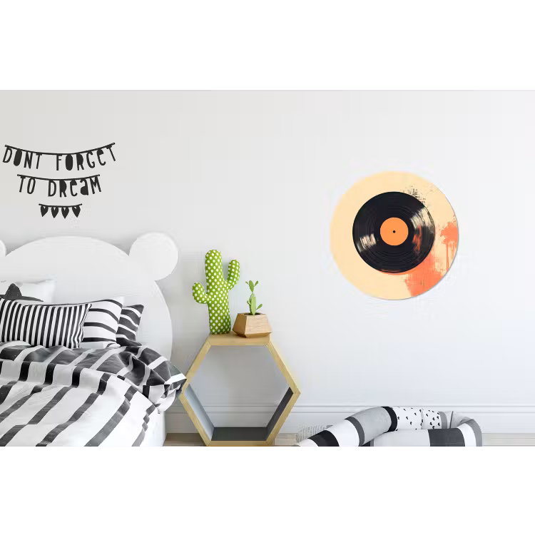 Wandcirkel - aluminium - Vinylplaat - Zwart - Verfspatten - Retro — 5
