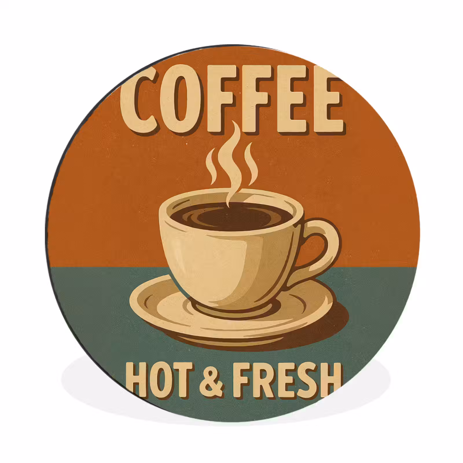 Wandcirkel - aluminium - Koffie - Kop - Vintage - Quote — 1