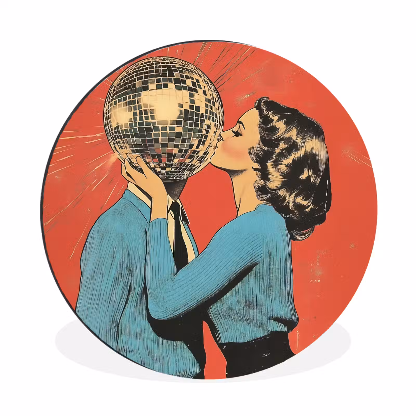Wandcirkel - aluminium - Vrouw - Retro - Discobal - Kus — 1