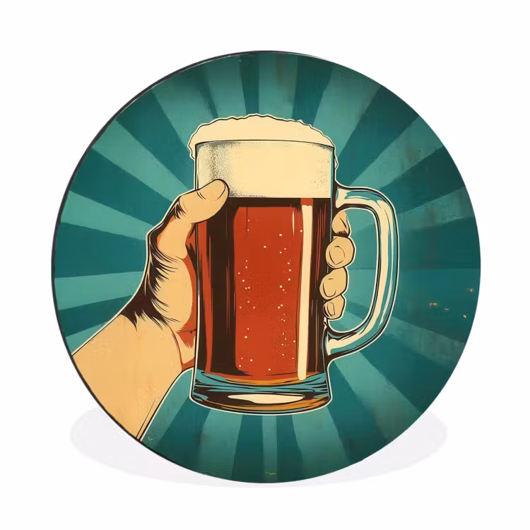 Wandcirkel - aluminium - Bierglas - Schuim - Retro - Groen — 1