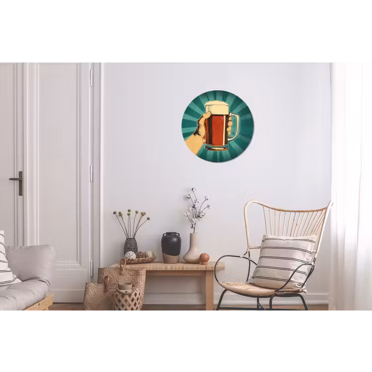 Wandcirkel - aluminium - Bierglas - Schuim - Retro - Groen — 2