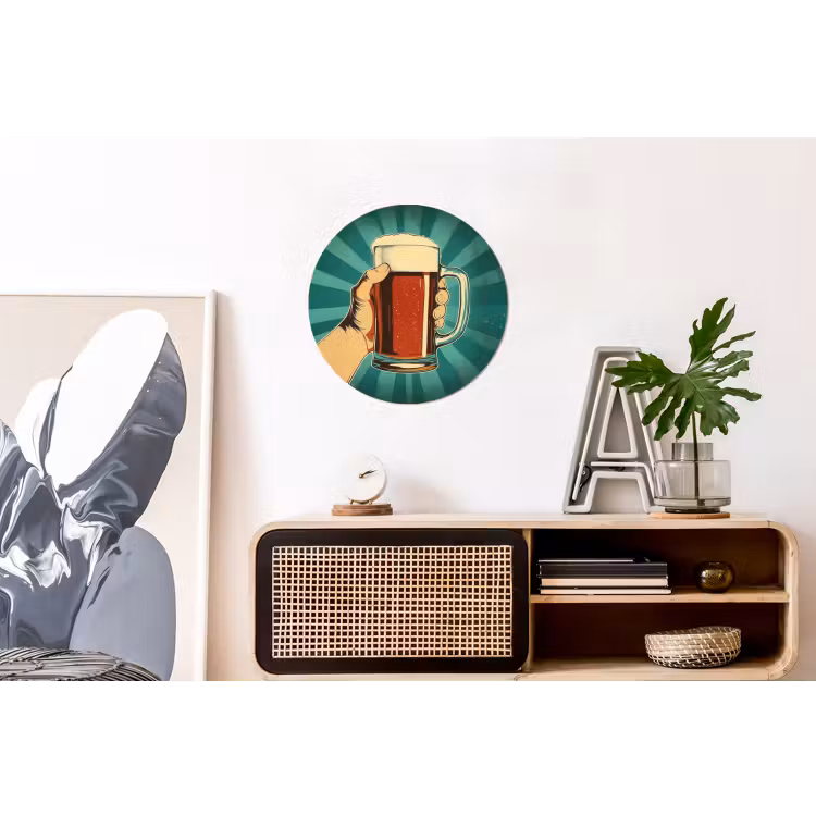 Wandcirkel - aluminium - Bierglas - Schuim - Retro - Groen — 3