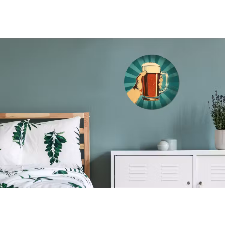 Wandcirkel - aluminium - Bierglas - Schuim - Retro - Groen — 4