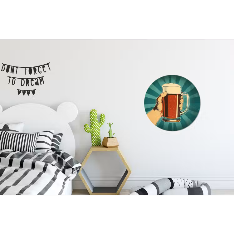 Wandcirkel - aluminium - Bierglas - Schuim - Retro - Groen — 5