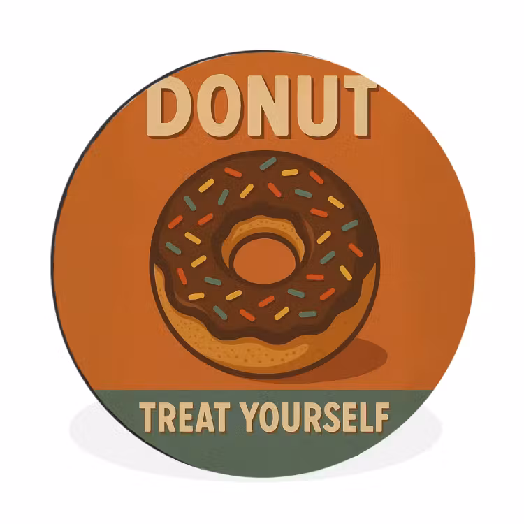 Wandcirkel - aluminium - Donut - Spikkels - Kleurrijk - Quote — 1