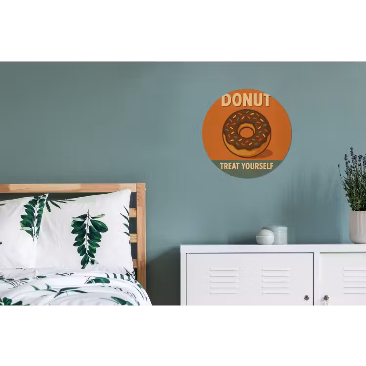 Wandcirkel - aluminium - Donut - Spikkels - Kleurrijk - Quote — 4
