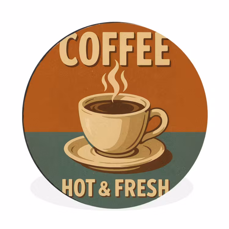 Wandcirkel - aluminium - Koffie - Kop - Vintage - Quote — 1