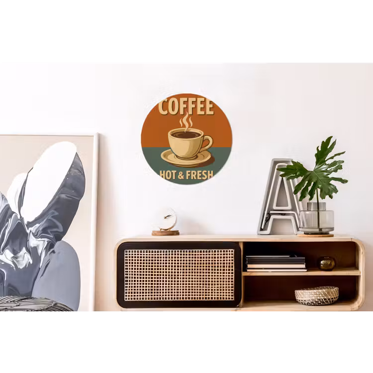 Wandcirkel - aluminium - Koffie - Kop - Vintage - Quote — 3