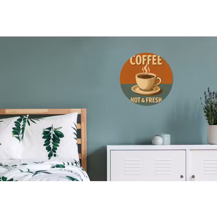 Wandcirkel - aluminium - Koffie - Kop - Vintage - Quote — 4