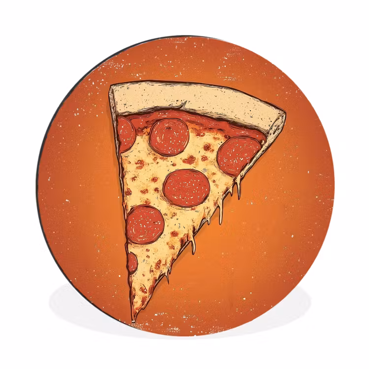 Wandcirkel - aluminium - Pizza - Kaas - Rood - Pepperoni — 1