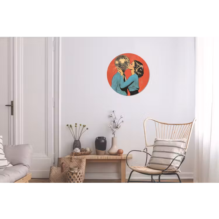 Wandcirkel - aluminium - Vrouw - Retro - Discobal - Kus — 2