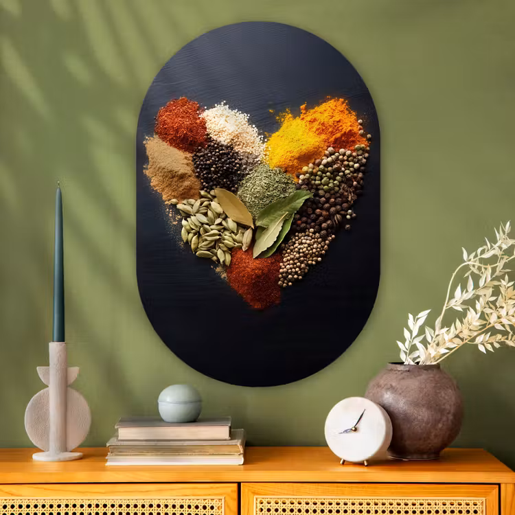 Muurovaal Glas – Specerijen - Mix - Hartvorm - Zwart — 2
