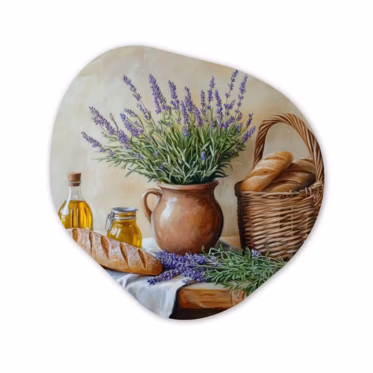 Organisch schilderij – Lavendel - Brood - Stilleven — 1