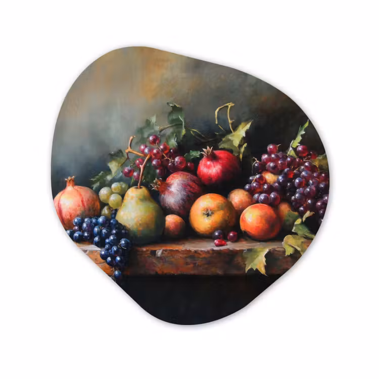 Organisch schilderij – Stilleven Fruit Granaatappels Druiven