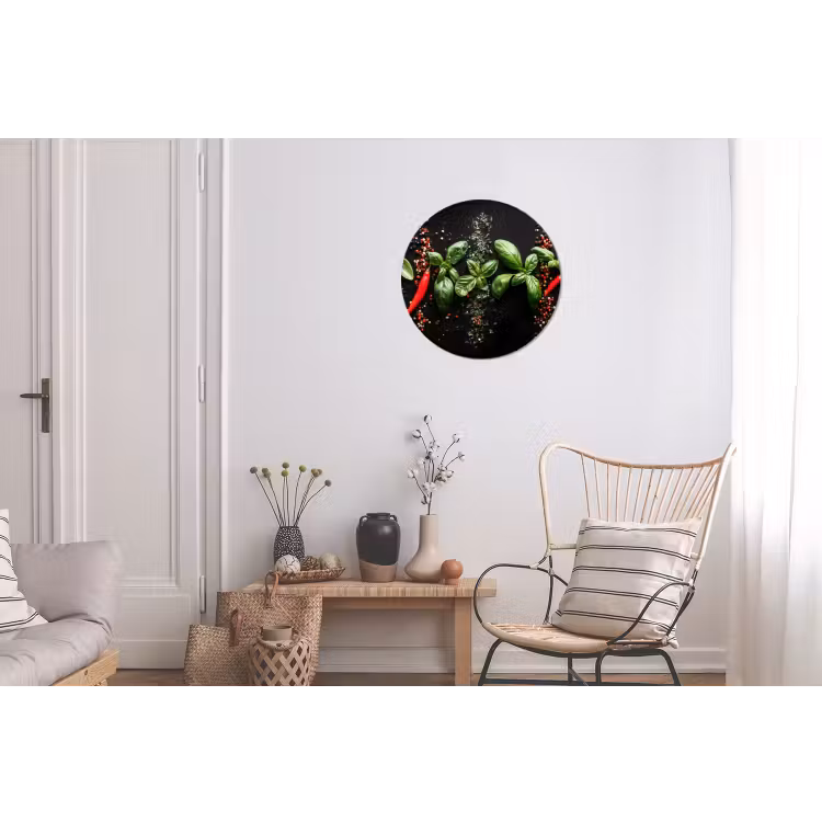 Wandcirkel - aluminium - Chilipepers - Basilicum - Blaadjes - Rood — 2