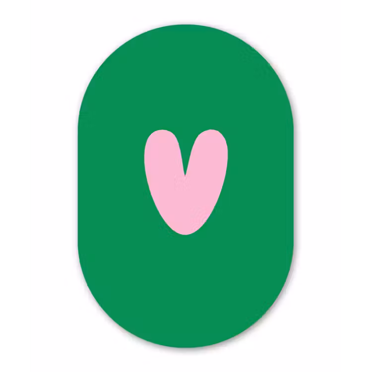 Muurovaal Glas – Groen - Hart - Minimalistisch - Valentijn — 1