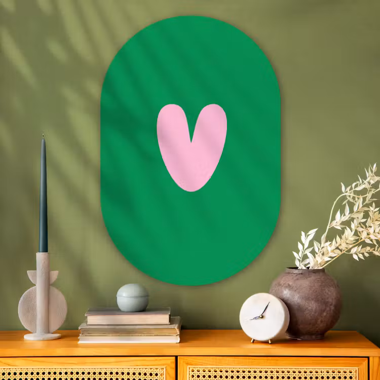 Muurovaal Glas – Groen - Hart - Minimalistisch - Valentijn — 2