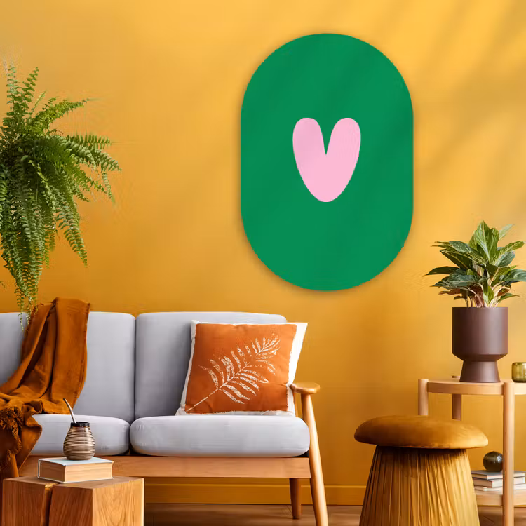 Muurovaal Glas – Groen - Hart - Minimalistisch - Valentijn — 3