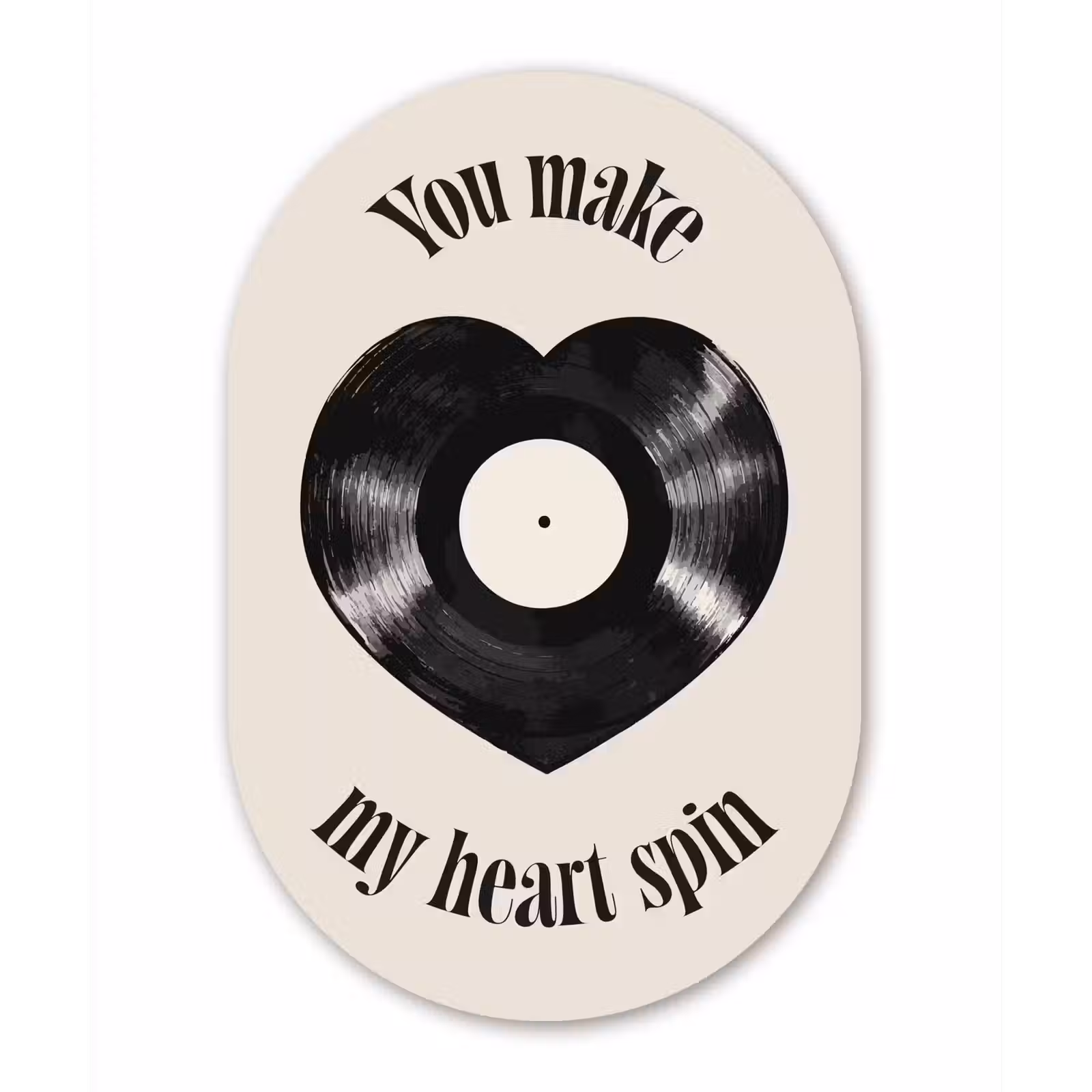 Muurovaal Glas – Love - Muziek - Quote — 1