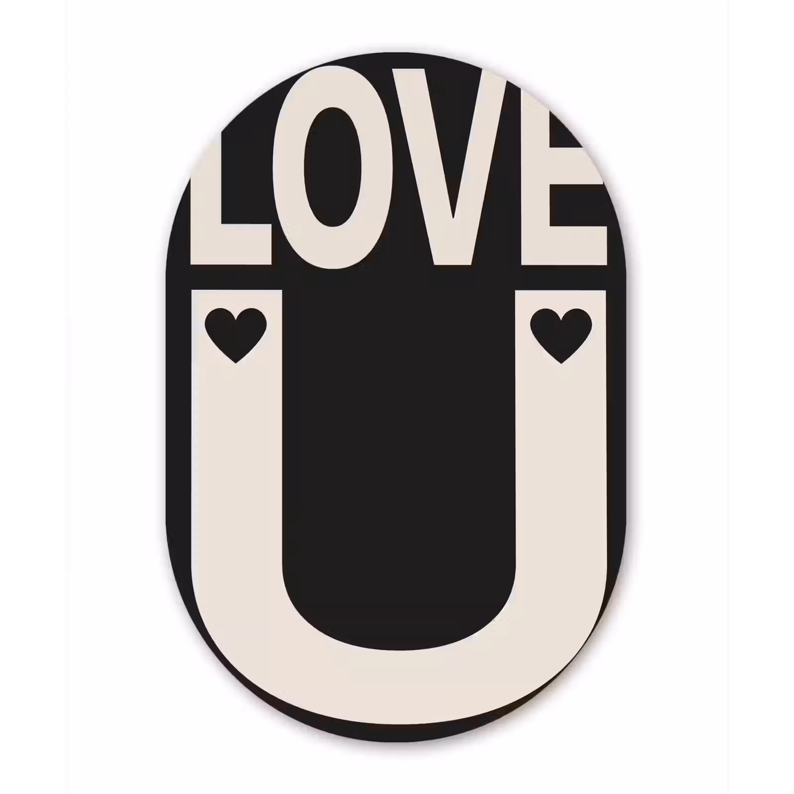 Muurovaal Glas – Love - Zwart - Minimalistisch — 1