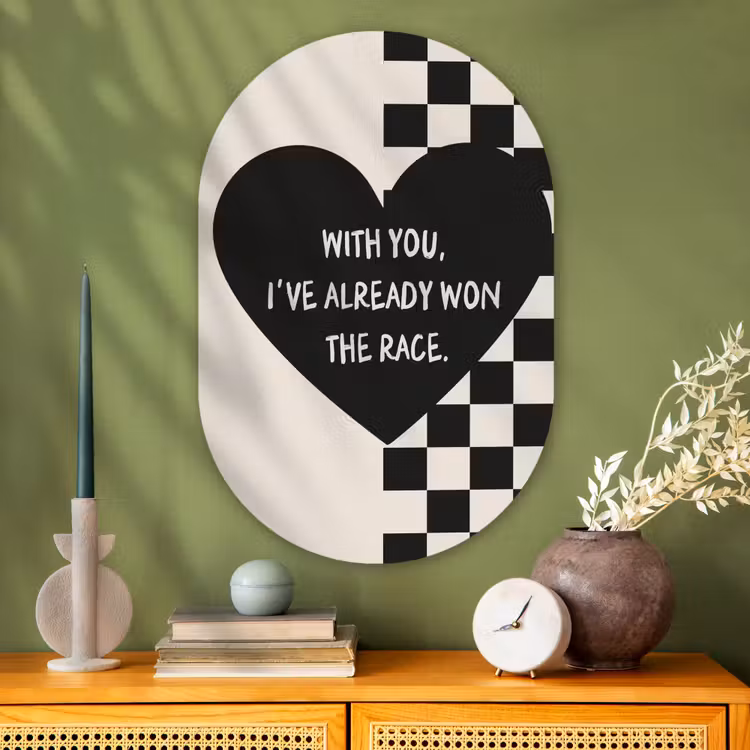 Muurovaal Glas – Liefde - Beige - Race — 2